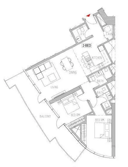 Canal Heights 2 bed floor plan, 1,381 sqft