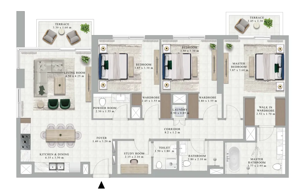 Golf Hillside 3 bed floor plan, 1,603 sqft