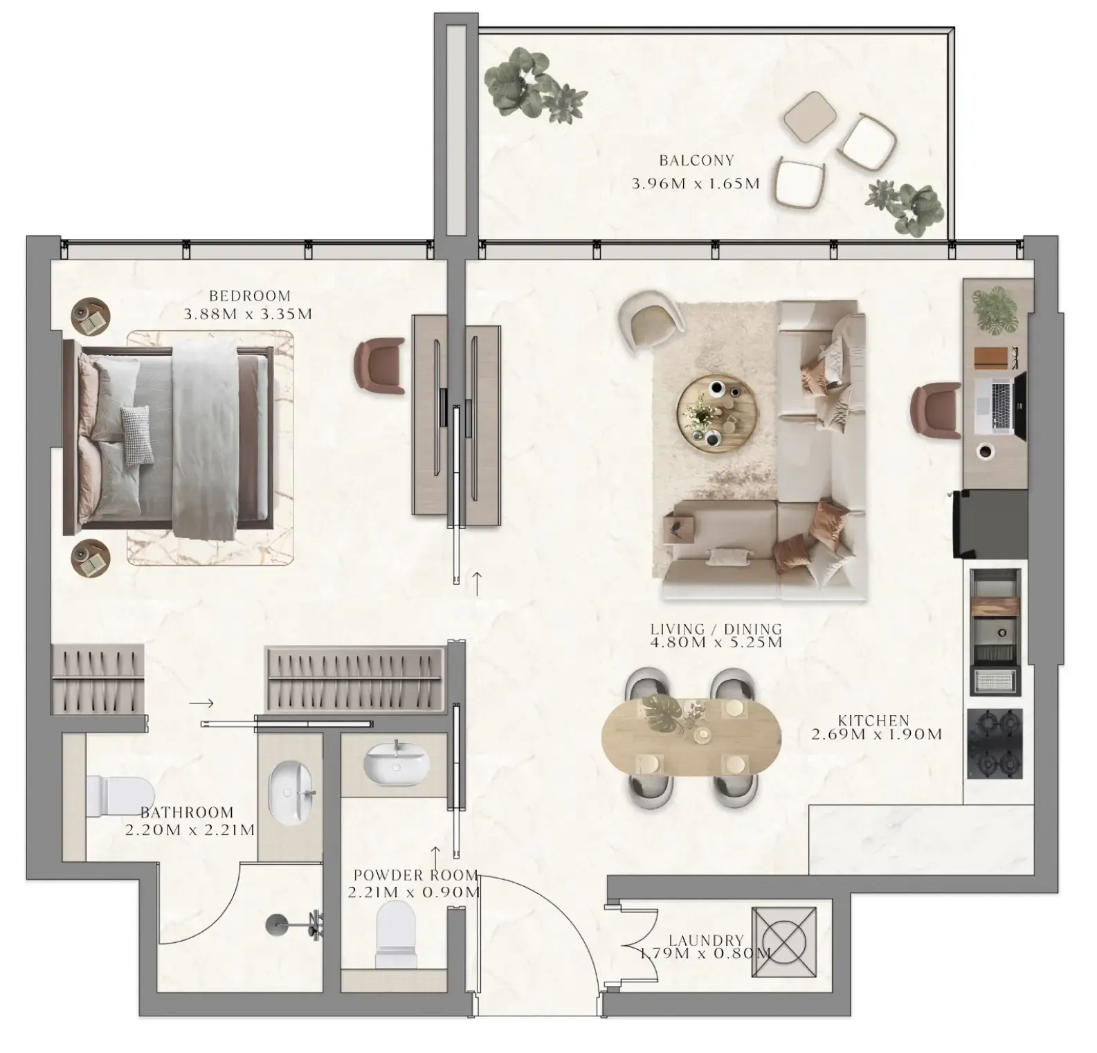 The Collection at Taiyo 1 bed floor plan, 640 – 655 sqft