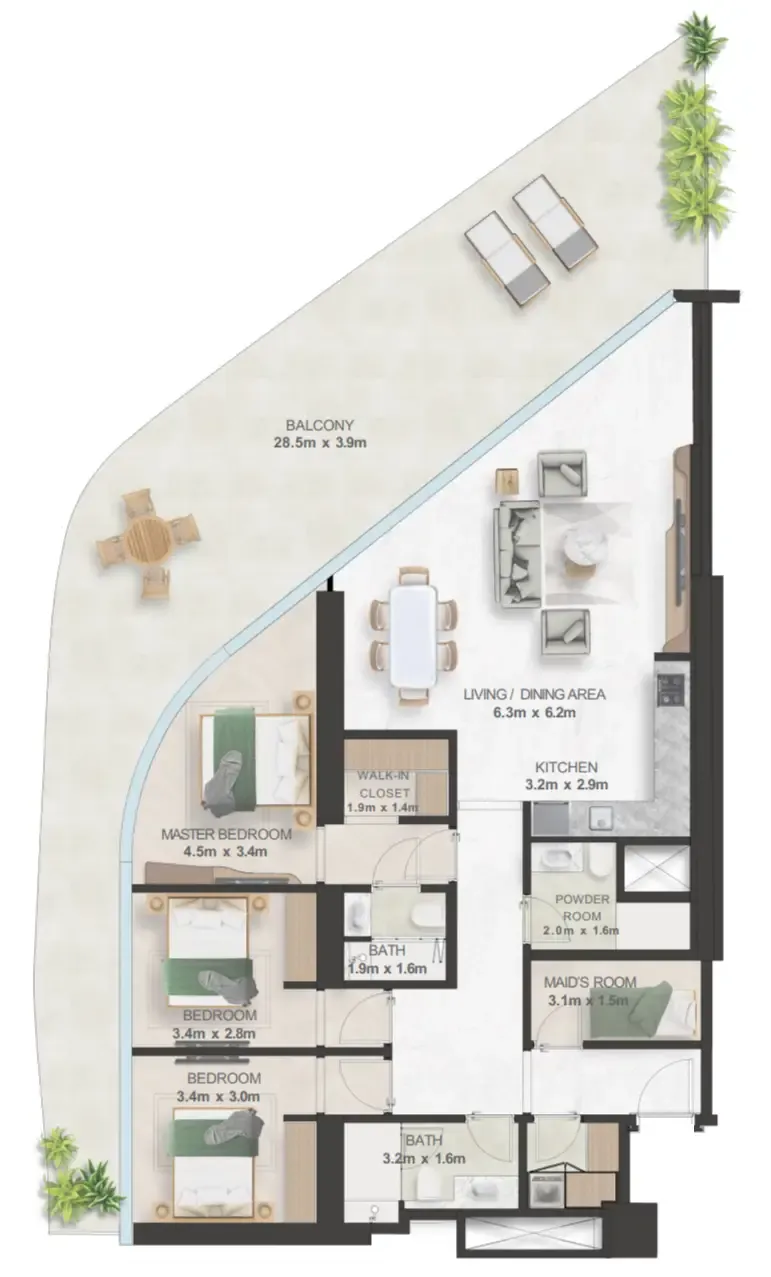 Oystra 3 bed floor plan, 2,422 sqft