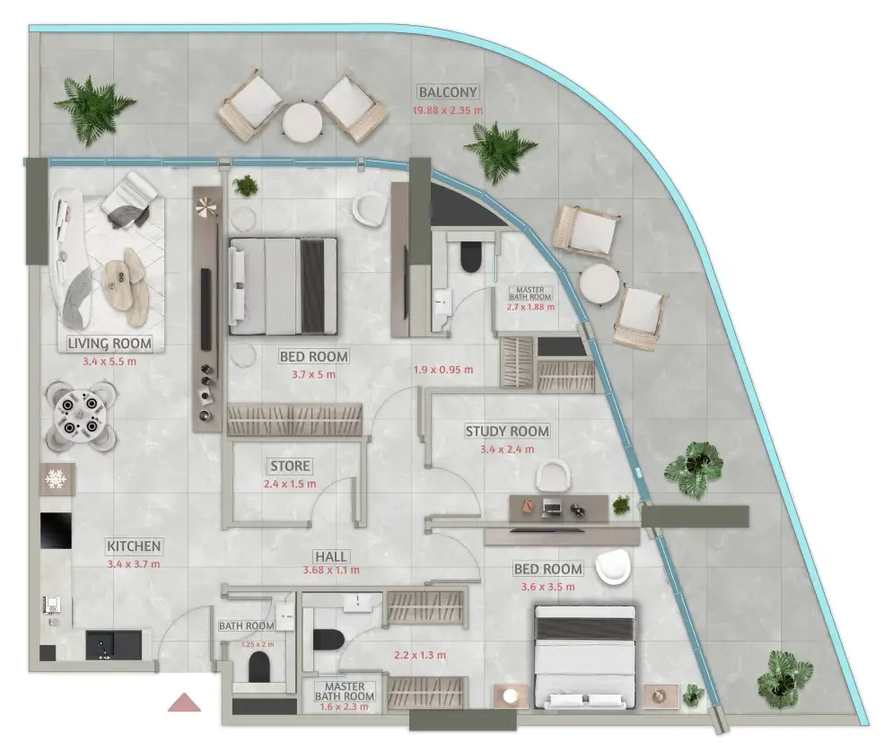 Sakura Gardens 2 bed floor plan, 1,598 – 1,747 sqft