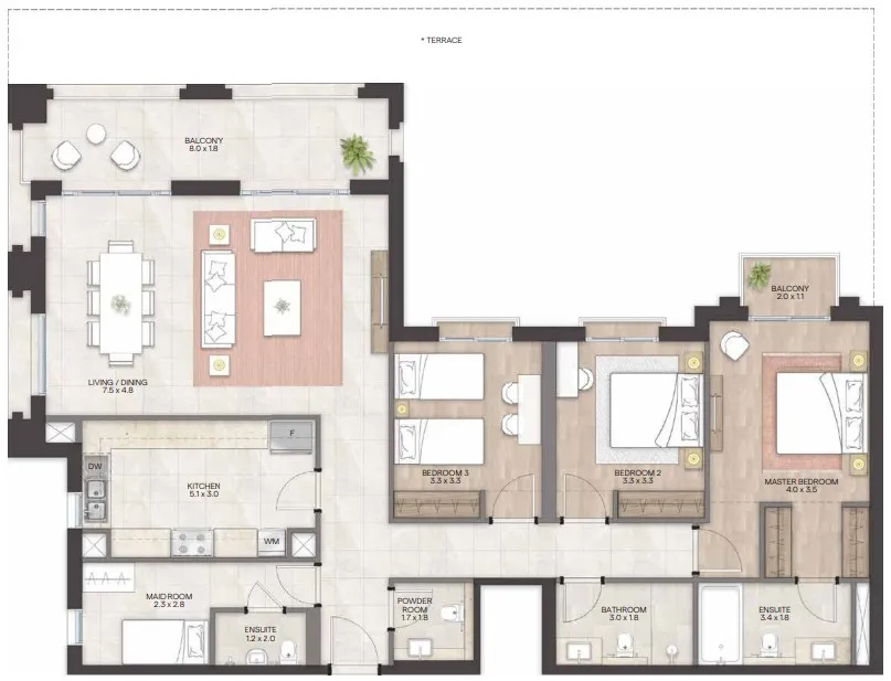 Bloom Living - Granada 3 bed floor plan, 1,795 – 1,797 sqft
