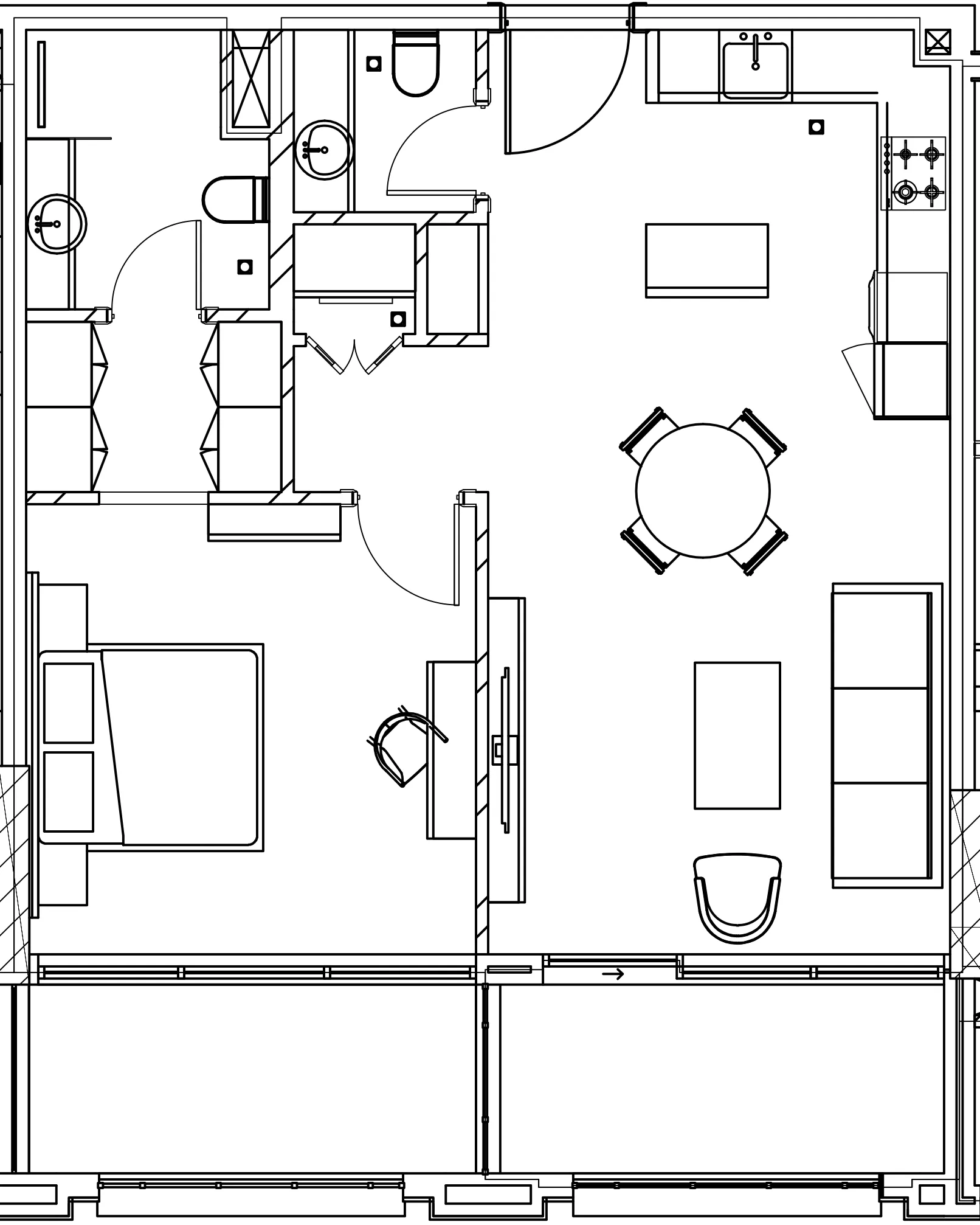 Berkeley Square 1 bed floor plan, 726 sqft