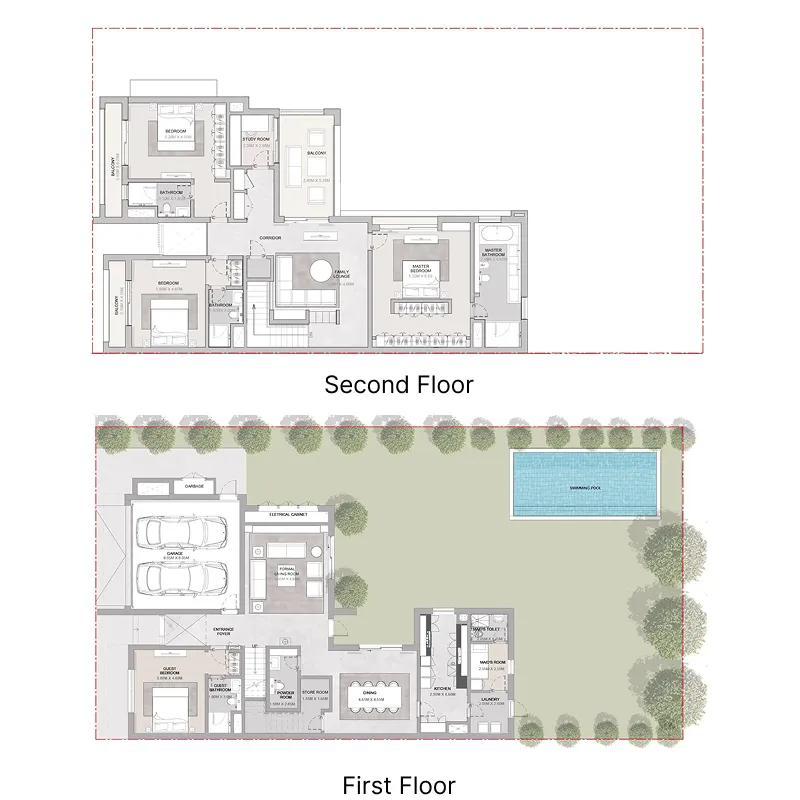Elwood 4 bed floor plan, 4,958 sqft