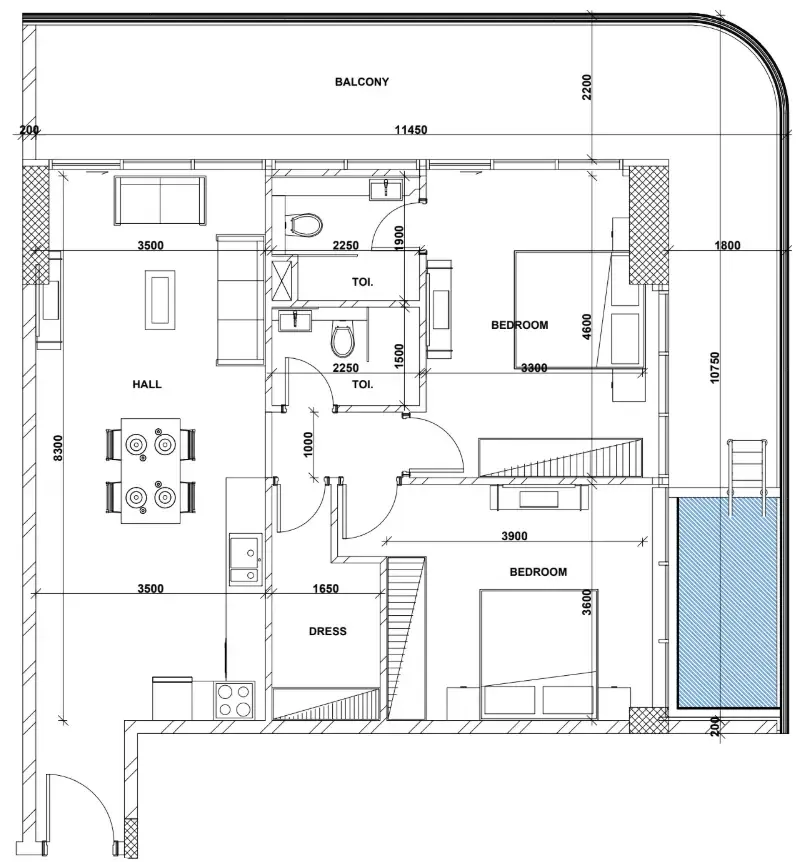 Peace Lagoons 2 2 bed floor plan, 1,342 sqft