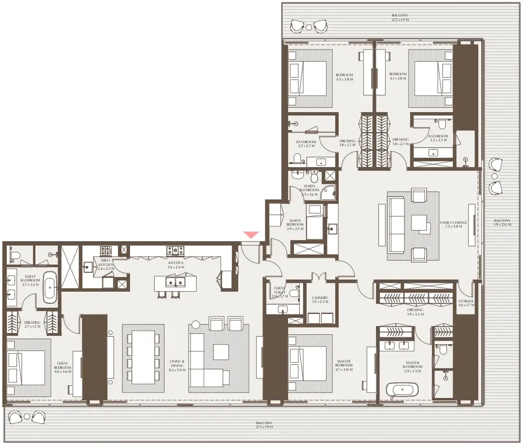 Akala Residences 4 bed floor plan, 4,698 sqft