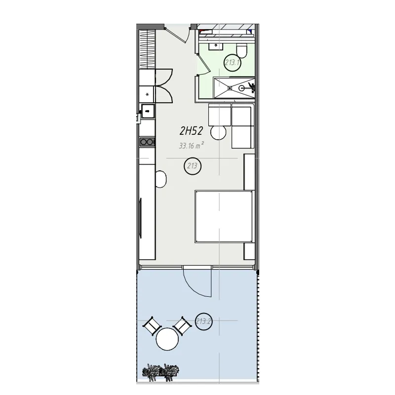 ZEN Studio floor plan, 355 sqft