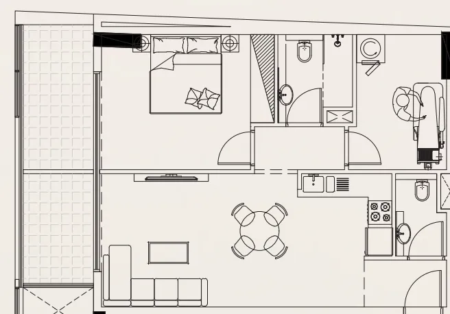 Casa Vista Residence 1 bed floor plan, 846 sqft
