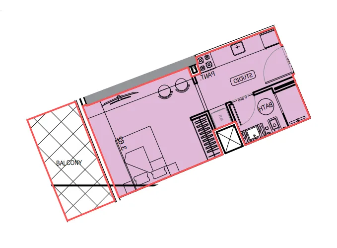 Binghatti Hillviews Studio floor plan, 410 sqft