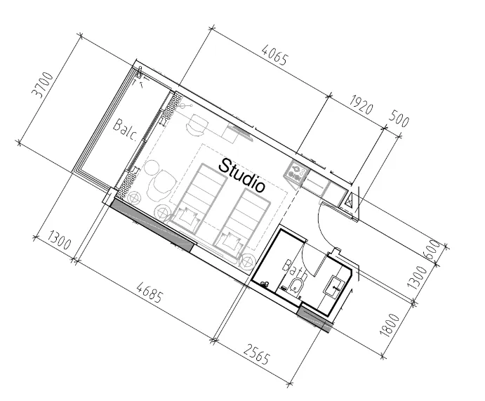 Damac Hills 2 - Hotel Edge by Rotana Studio floor plan, 350 sqft