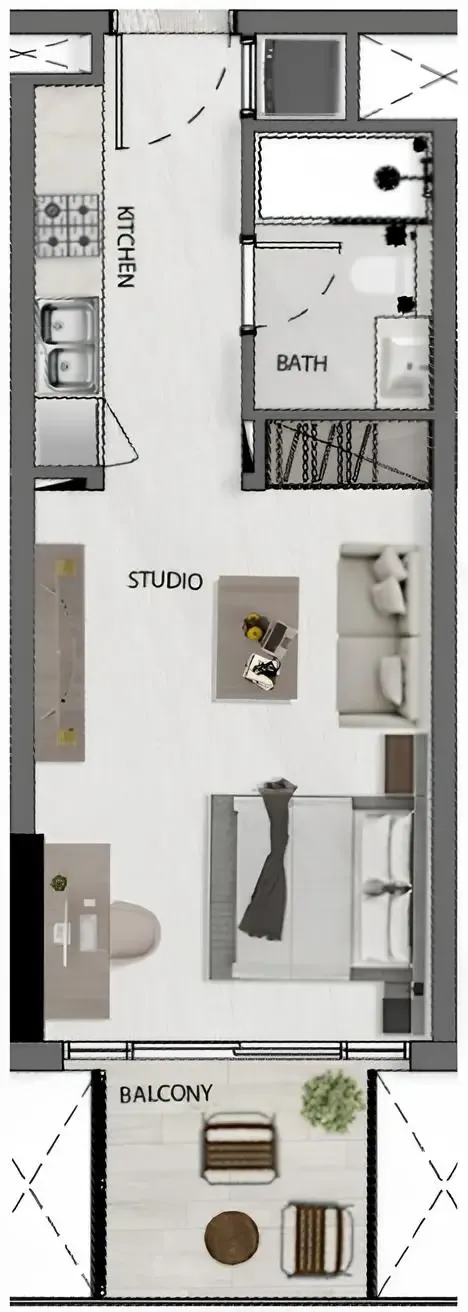 Avana Residences Studio floor plan, 395 sqft