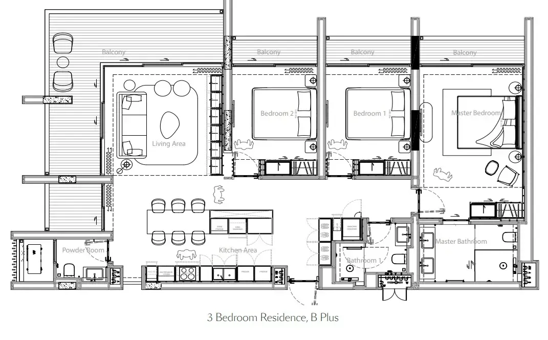 Gardens of Eden - Park Residence 3 bed floor plan, 1,733 sqft