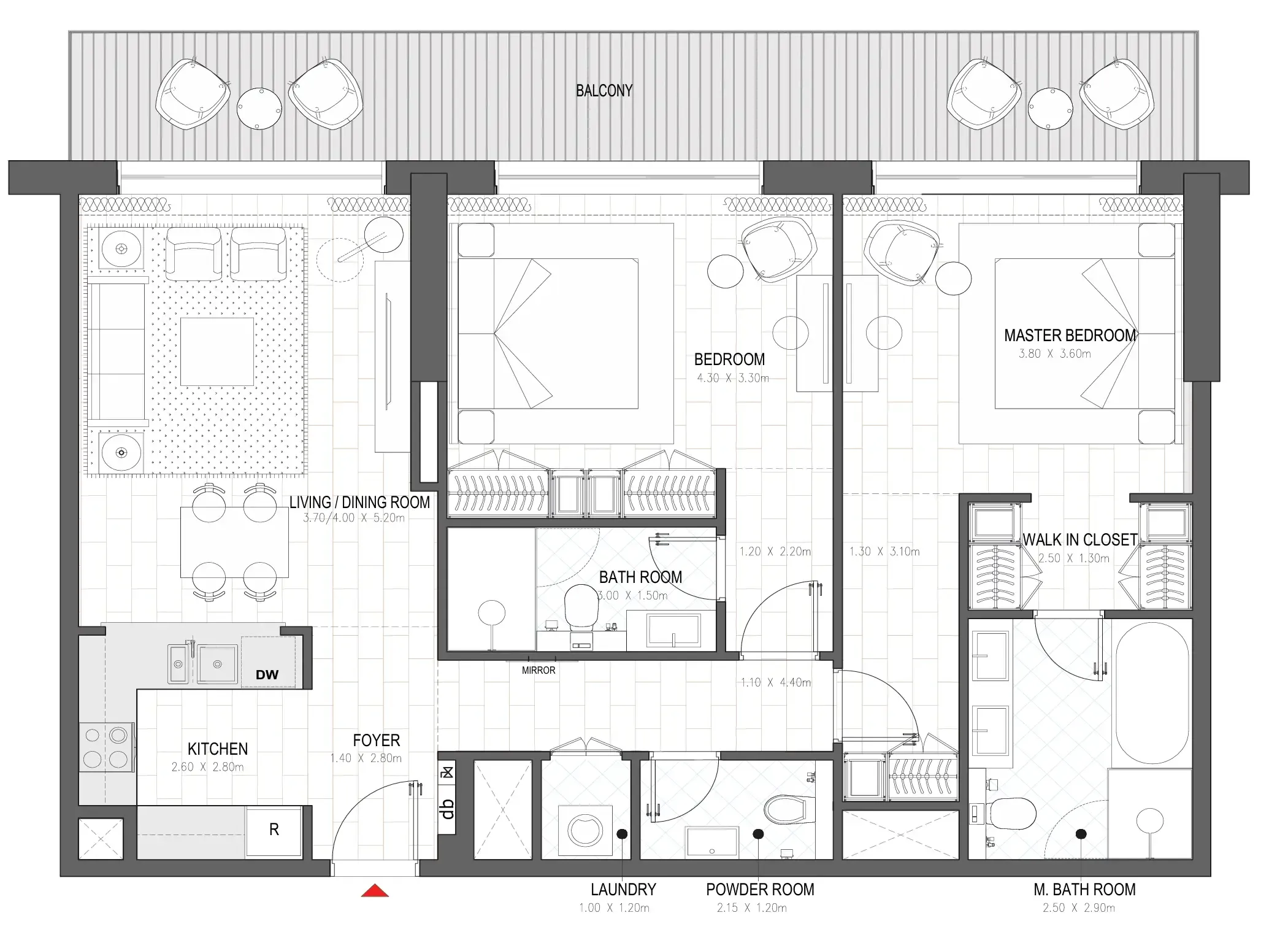 Palace Residences Al Mamsha 2 bed floor plan, 1,346 sqft