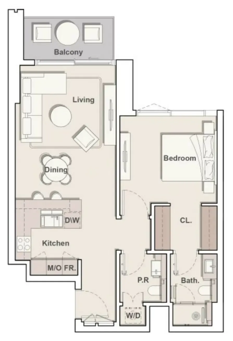 Eltiera Views 1 bed floor plan, 818 sqft