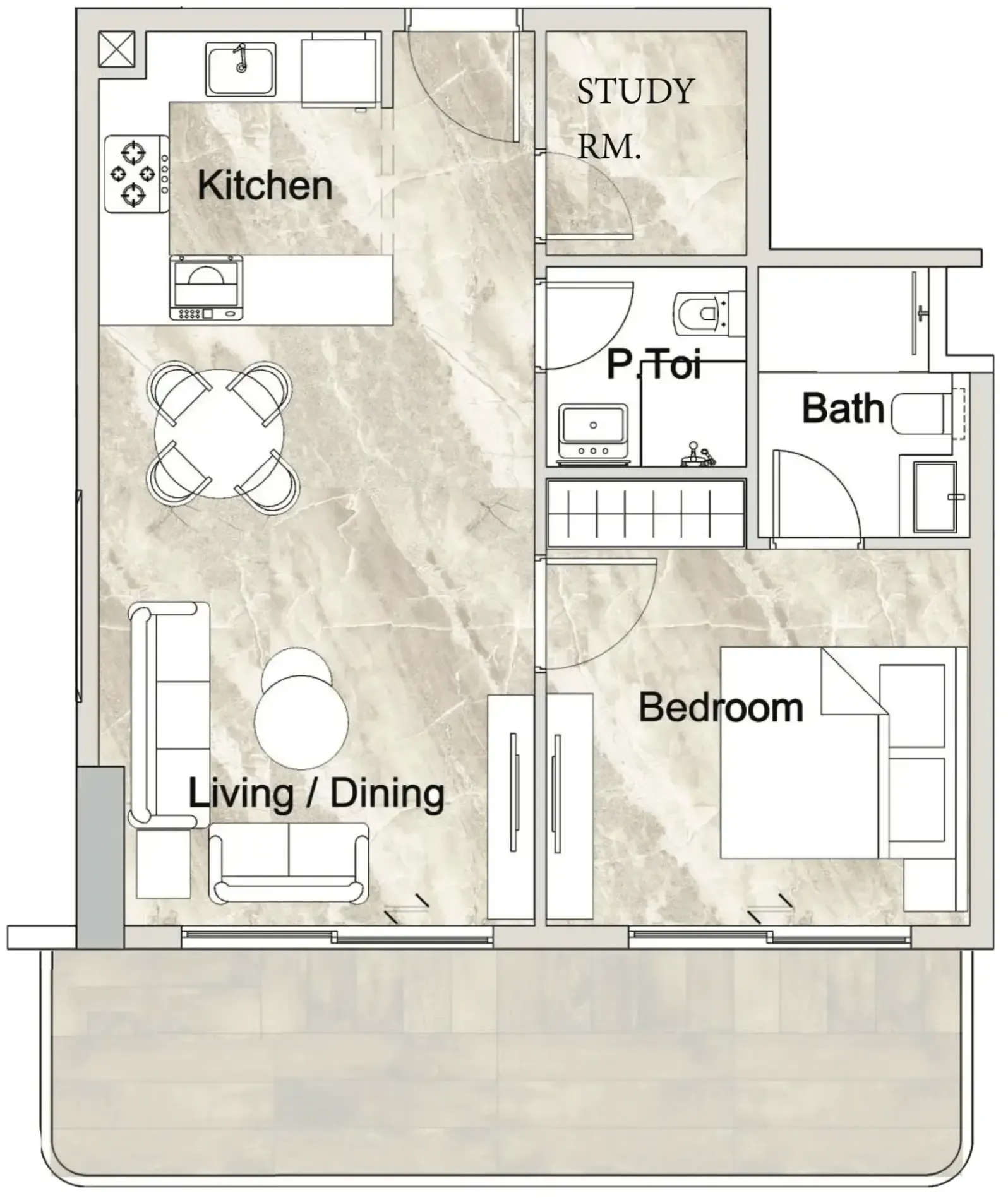 Zyra Vista Residence 1 bed floor plan, 751 – 761 sqft