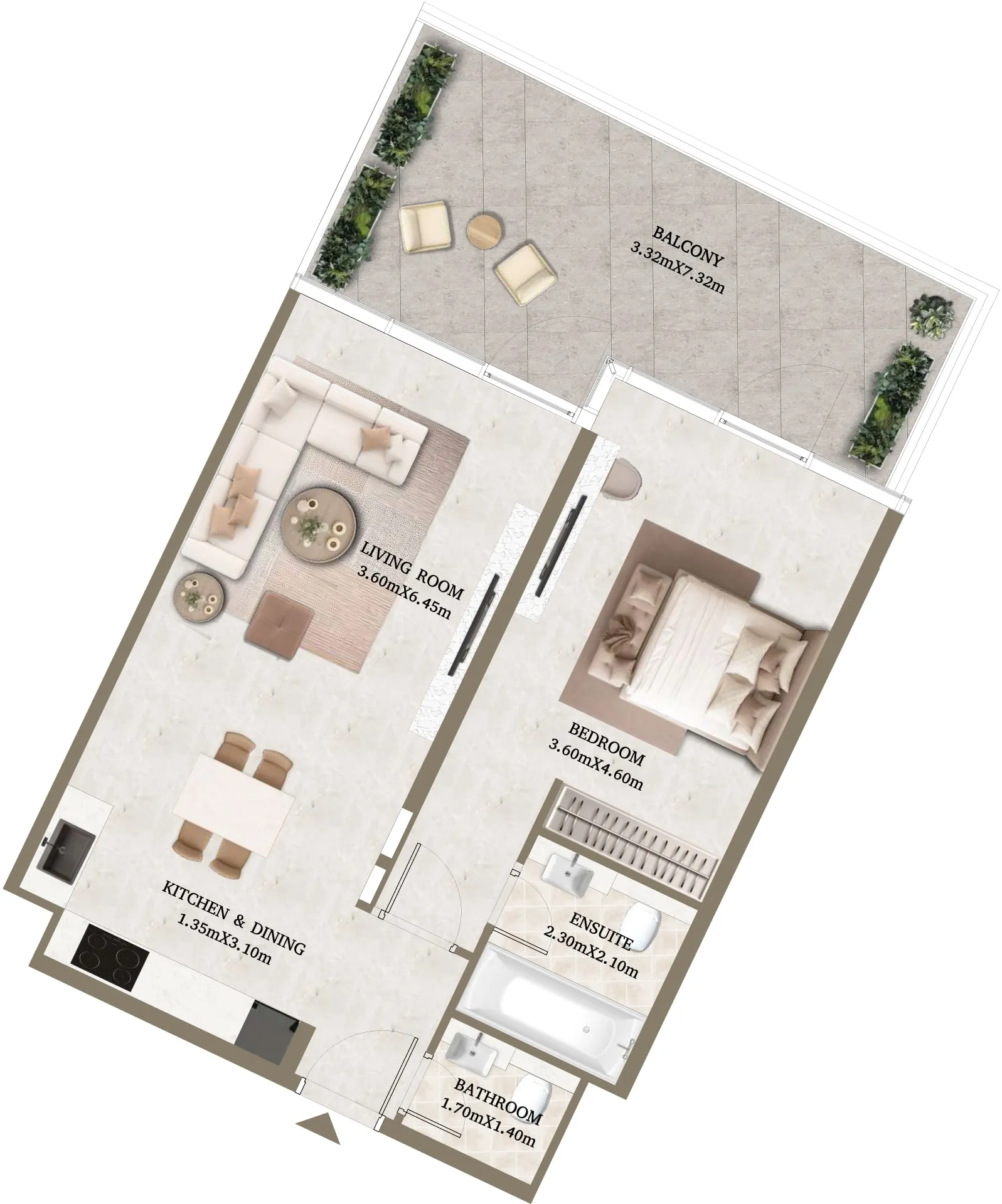 Arthouse Hills 1 bed floor plan, 969 sqft