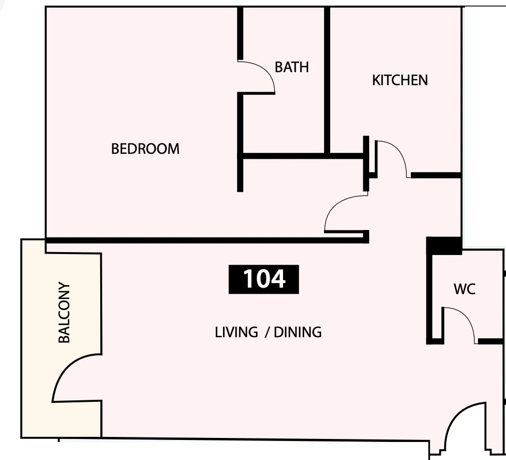 Paradise View 1 1 bed floor plan, 815 sqft