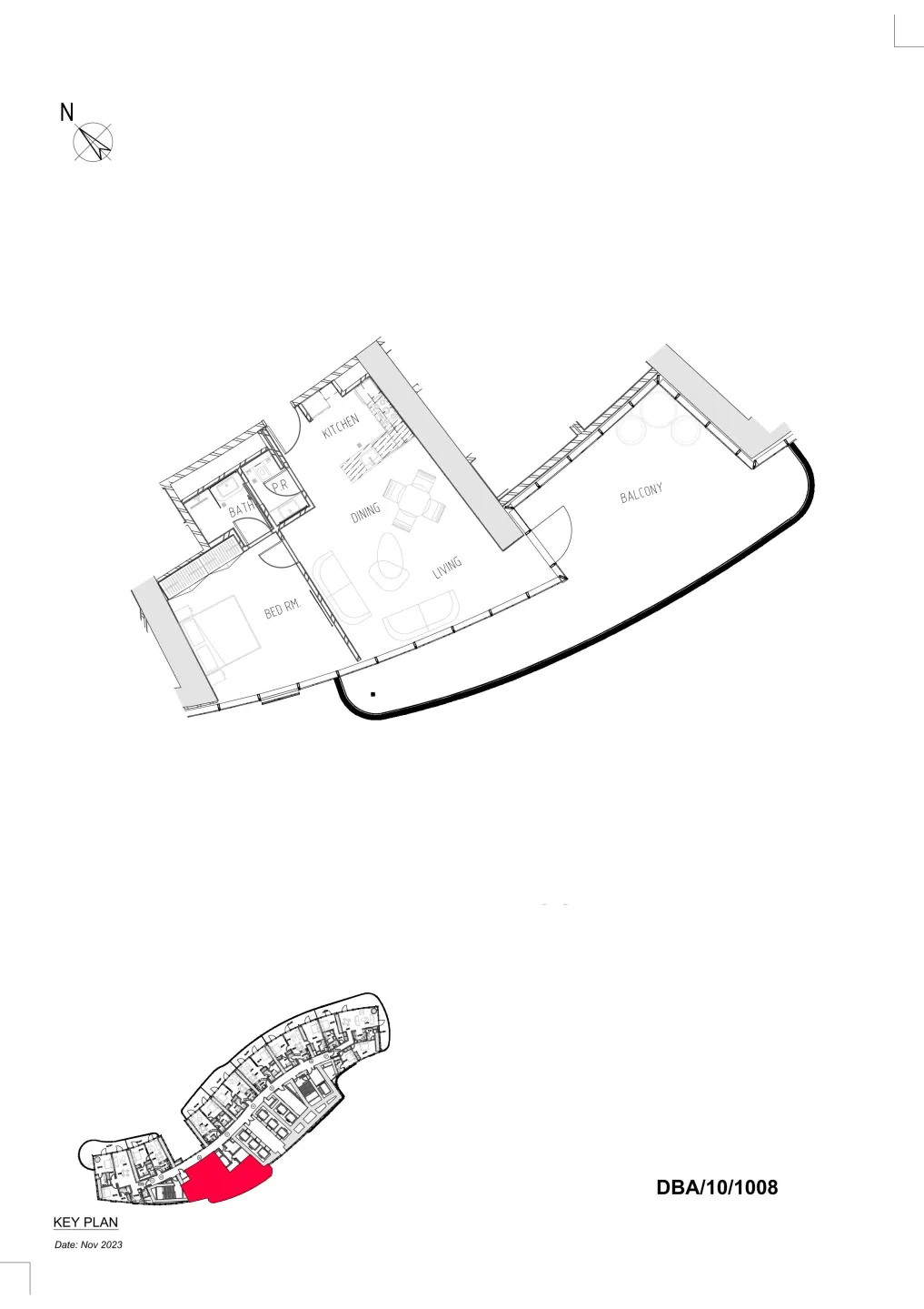 Damac Bay 1 bed floor plan, 1,306 sqft