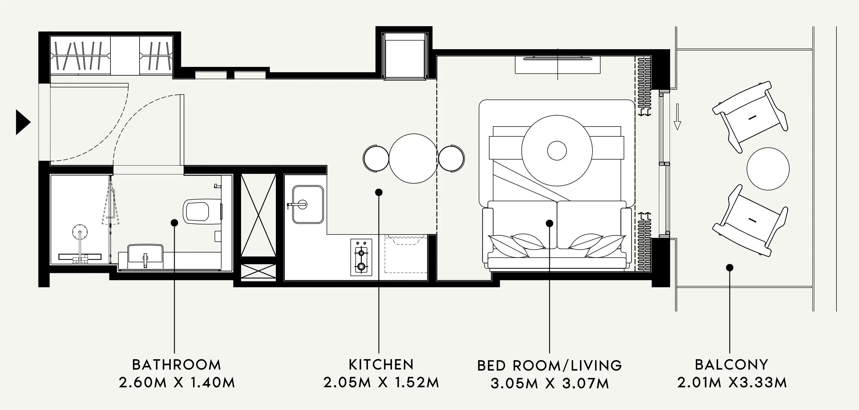 Azizi Venice Studio floor plan, 381 sqft