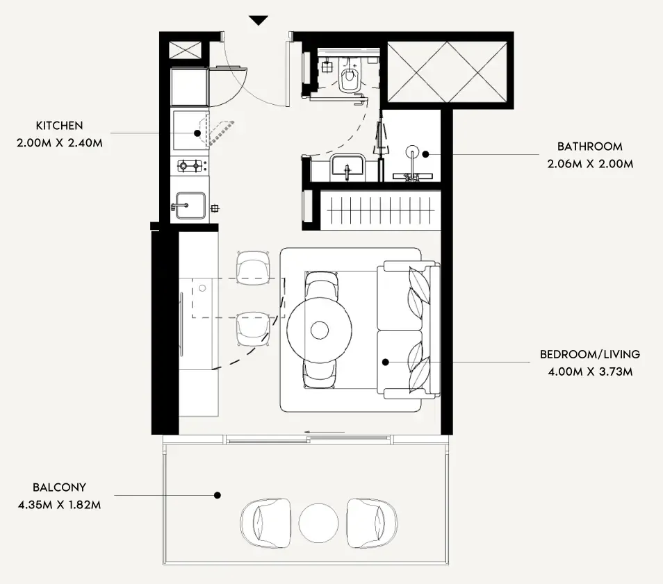 Azizi Leily Studio floor plan, 358 sqft