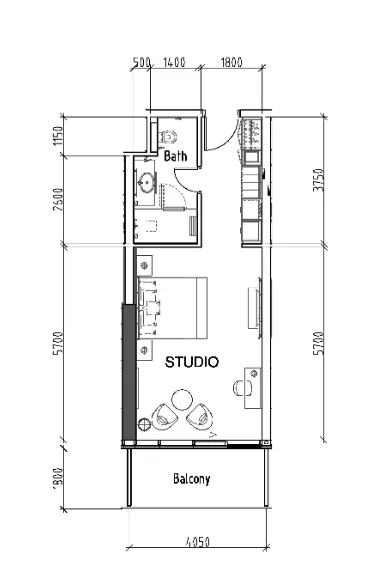 Damac Hills - Radisson Dubai Studio floor plan, 500 sqft