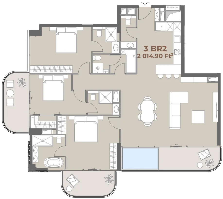 House of WELL 3 bed floor plan, 2,017 sqft