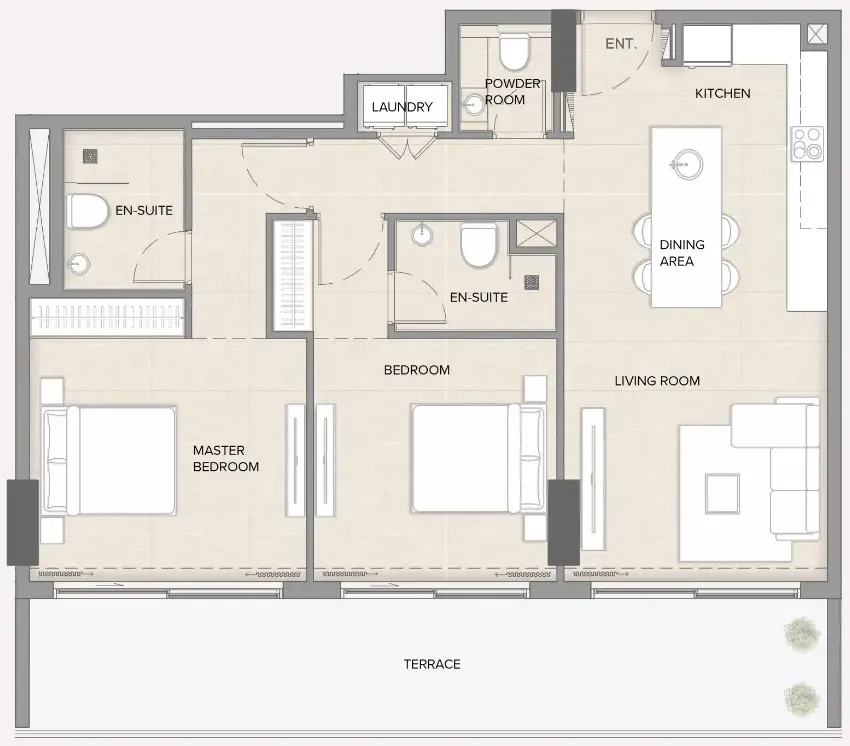 Arka Enclave Residences by Atmosphere Living 2 bed floor plan, 1,131 – 1,140 sqft