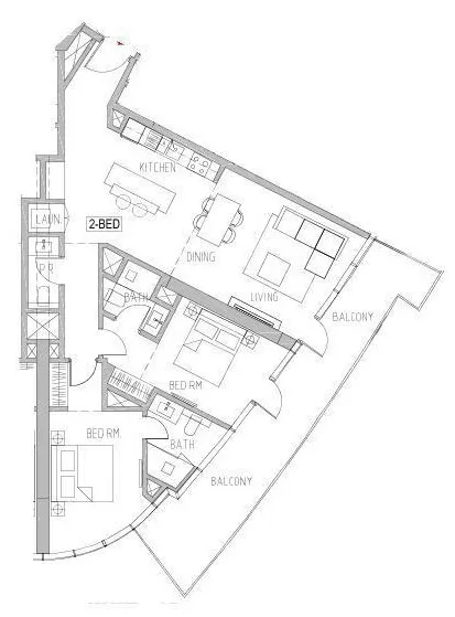 Canal Heights 2 bed floor plan, 1,350 sqft