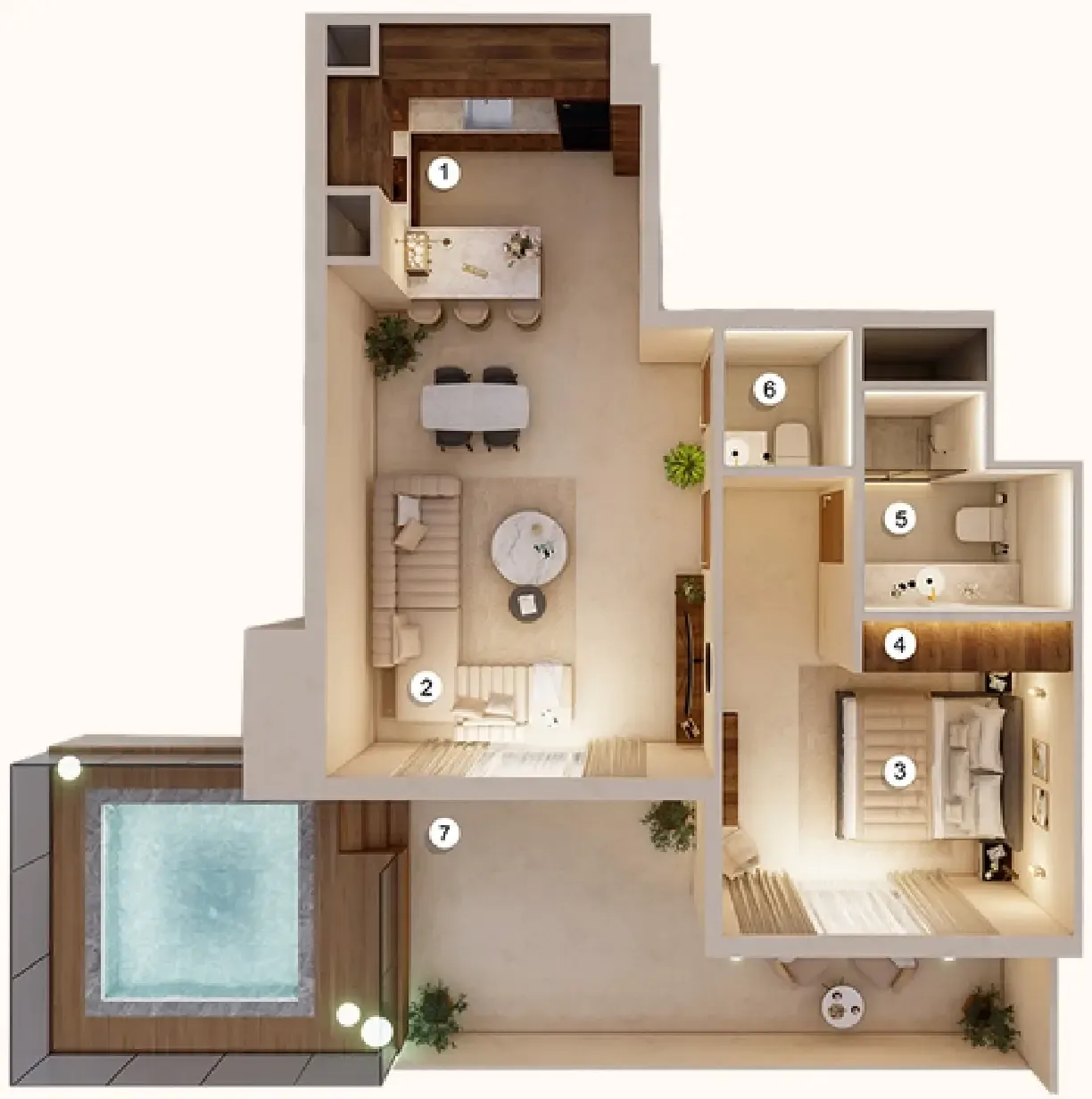 Q Gardens Aliya 1 bed floor plan, 1,200 sqft