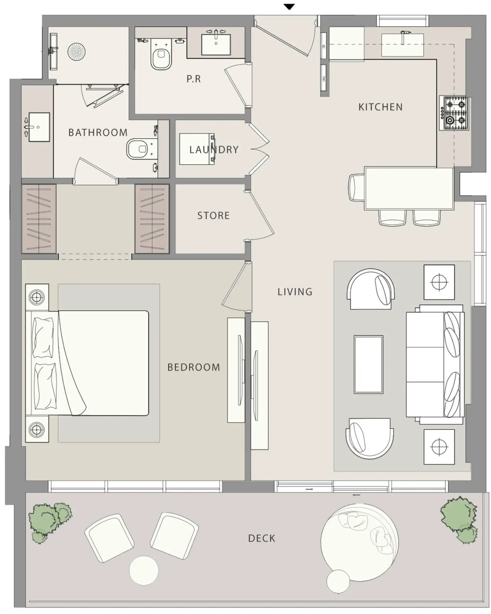 Uno-Luxe 1 bed floor plan, 846 sqft