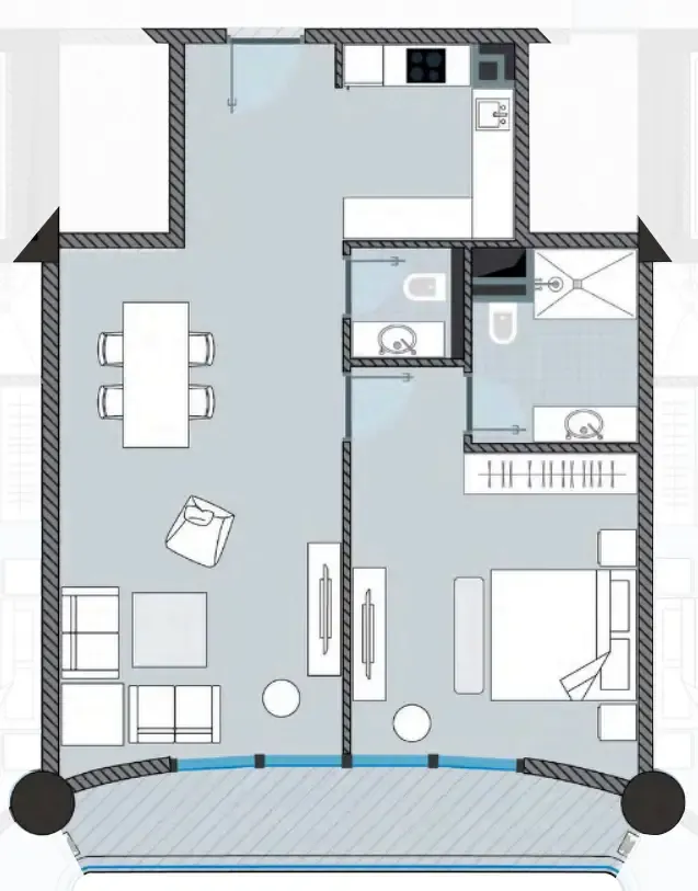 NEXT Coral 1 bed floor plan, 857 sqft
