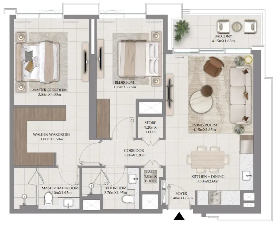 Terra Woods 2 bed floor plan, 1,119 sqft
