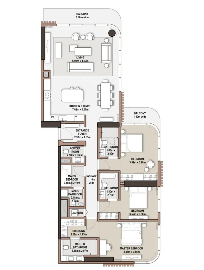 The Edit at d3 3 bed floor plan, 2,167 sqft