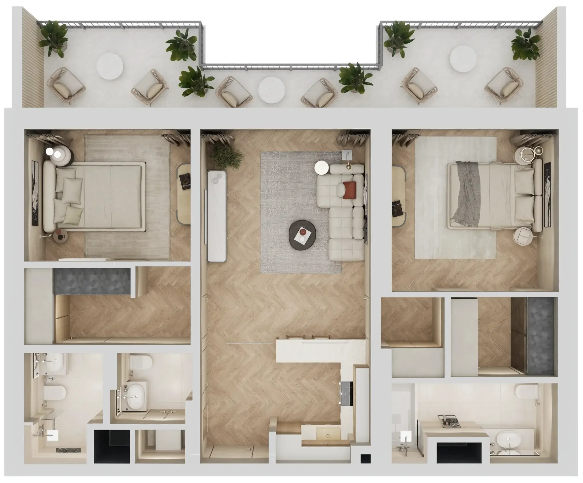 Arisha Terraces 2 bed floor plan, 1,234 sqft