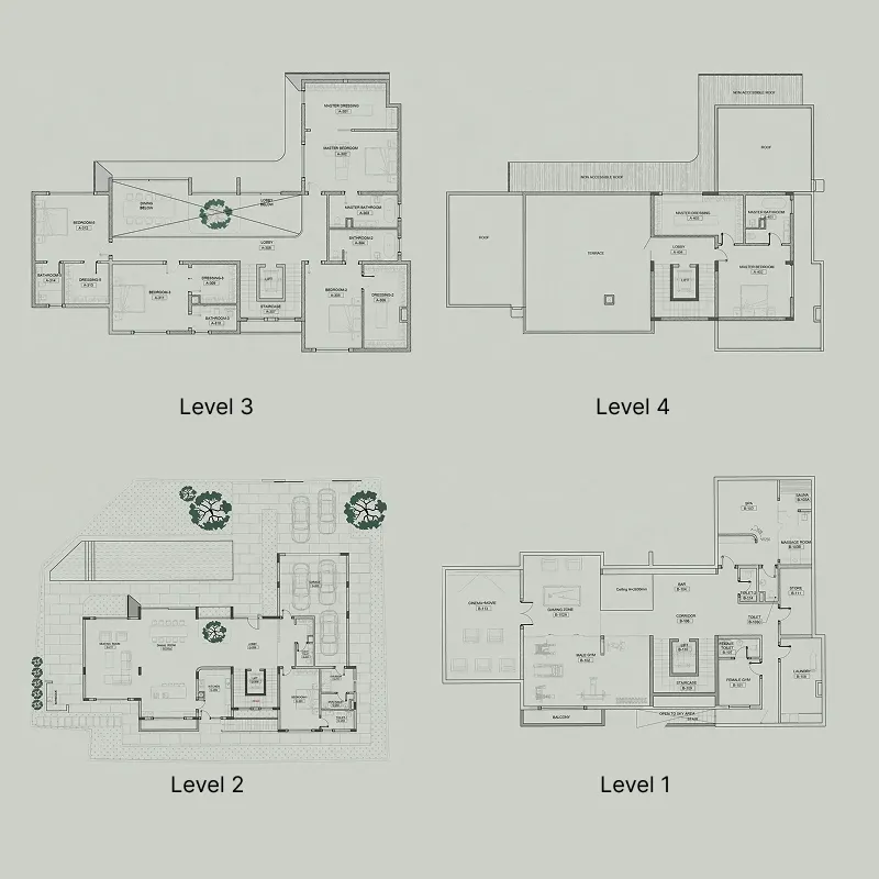 Haia Villa Terra Collection 6 bed floor plan, 13,603 sqft
