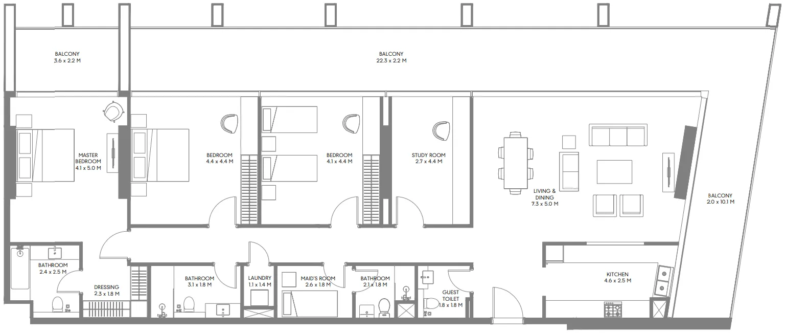 Safa Parkview 3 bed floor plan, 2,811 sqft