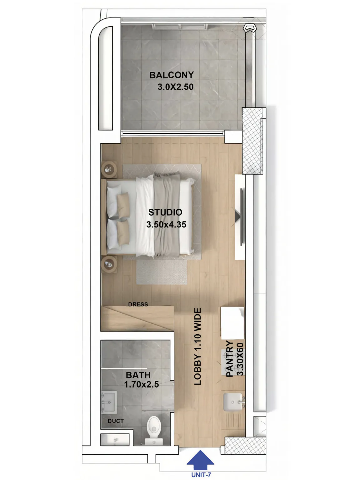 RR Grand Studio floor plan, 384 sqft