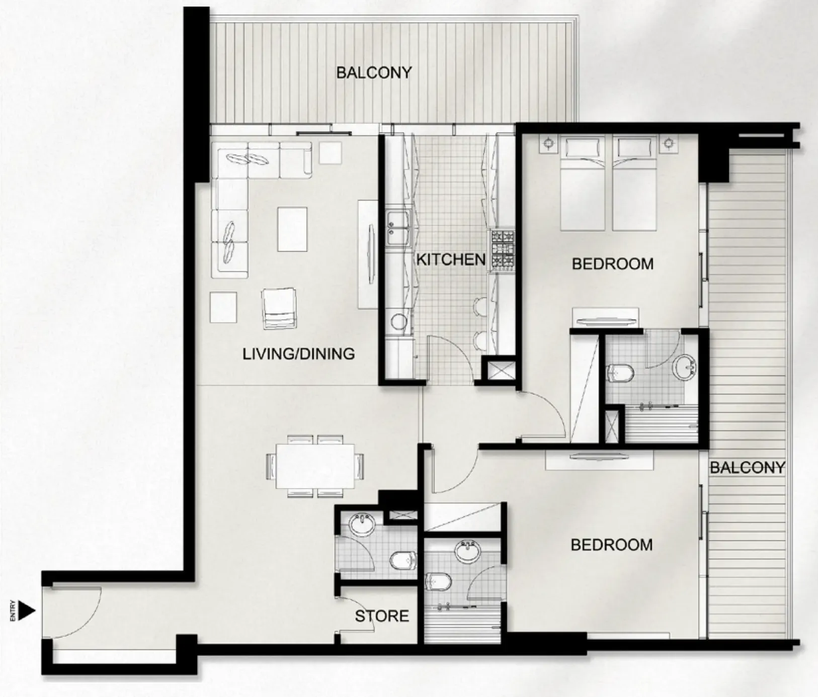 AYAT Parkview 2 bed floor plan, 1,632 sqft