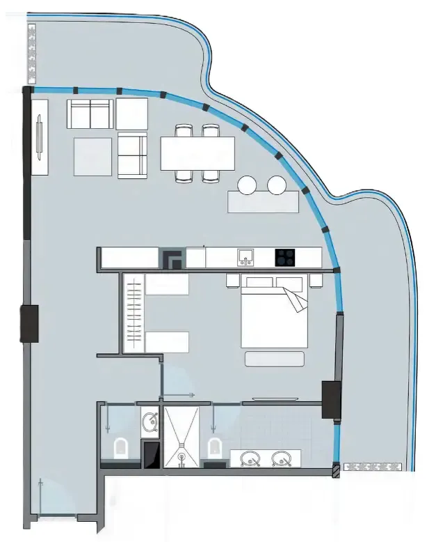 NEXT Coral 1 bed floor plan, 1,105 sqft