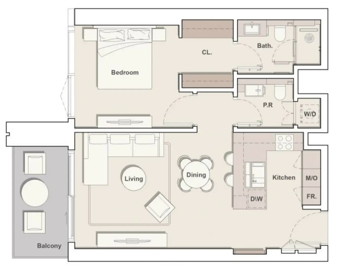 Eltiera Views 1 bed floor plan, 796 sqft