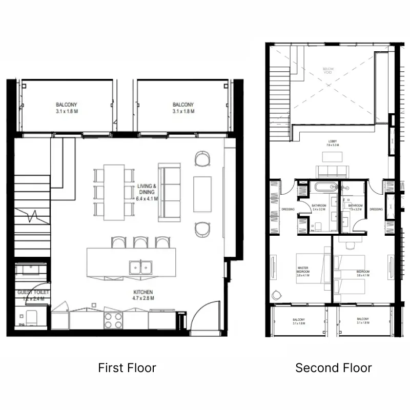 il teatro Residences 1 and 2 2 bed floor plan, 2,236 sqft