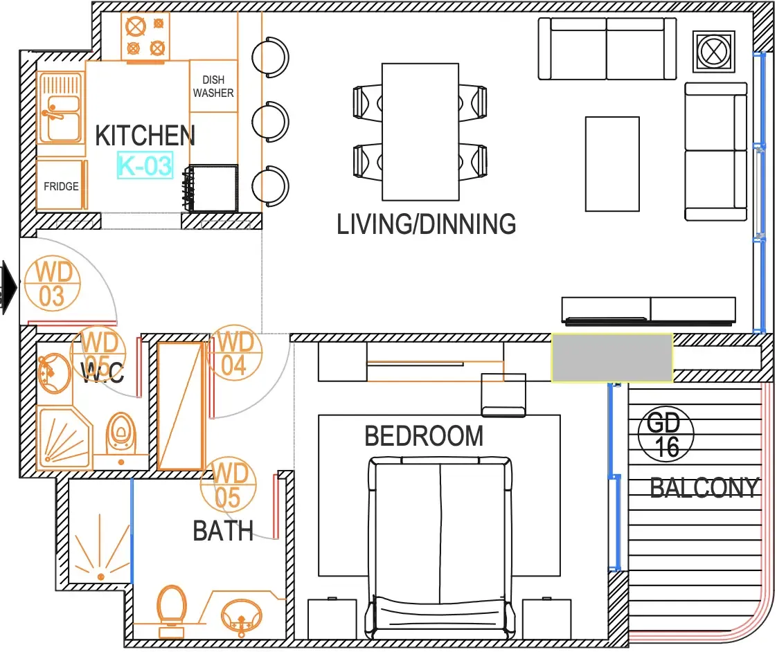 Urban Life 1 bed floor plan, 1,097 – 1,186 sqft