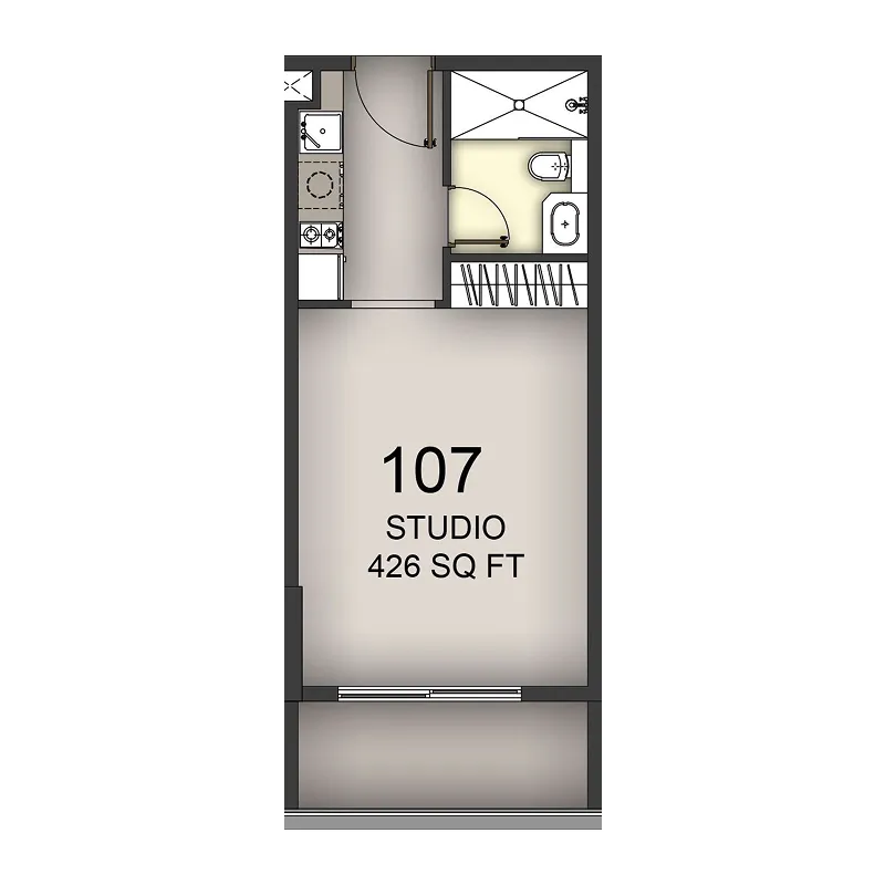 Aizel Tower Studio floor plan, 426 sqft