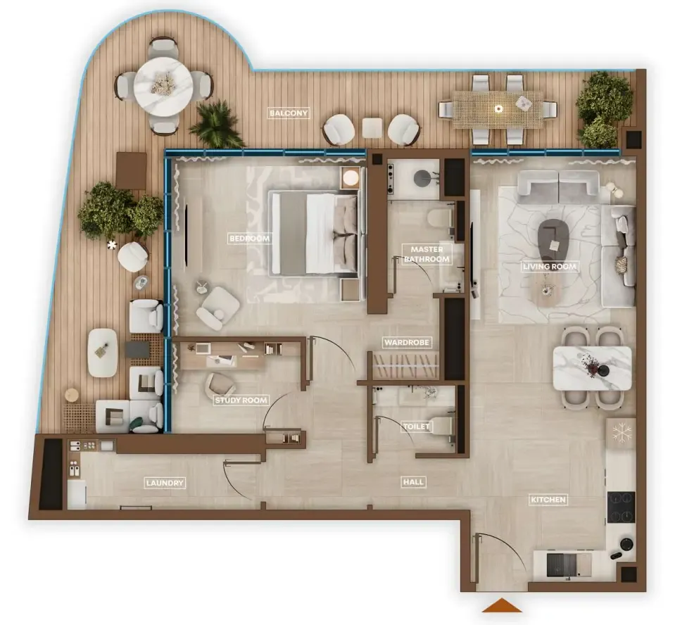 Sky Hills Astra 1 bed floor plan, 1,206 sqft