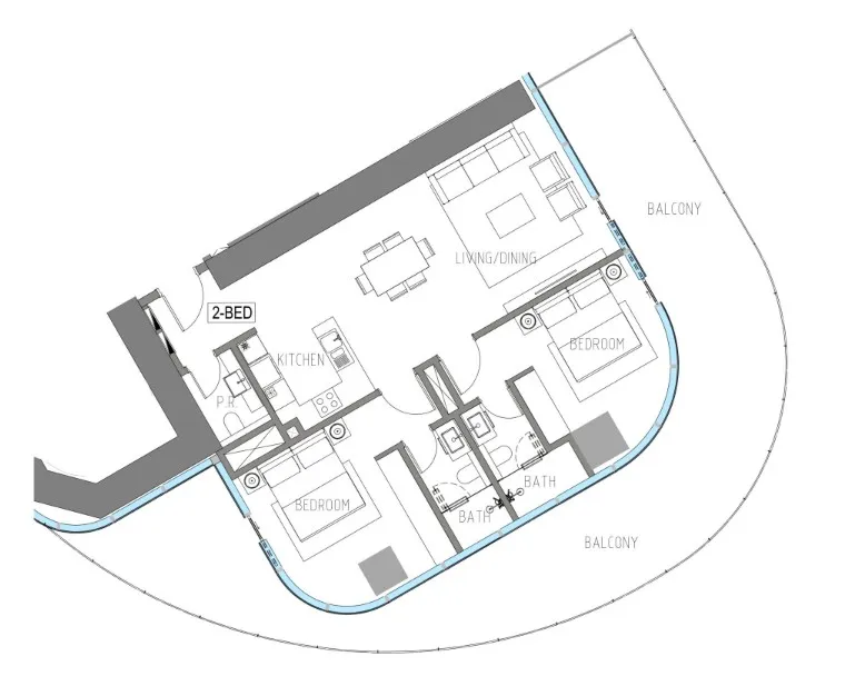Damac Casa 2 bed floor plan, 1,525 sqft