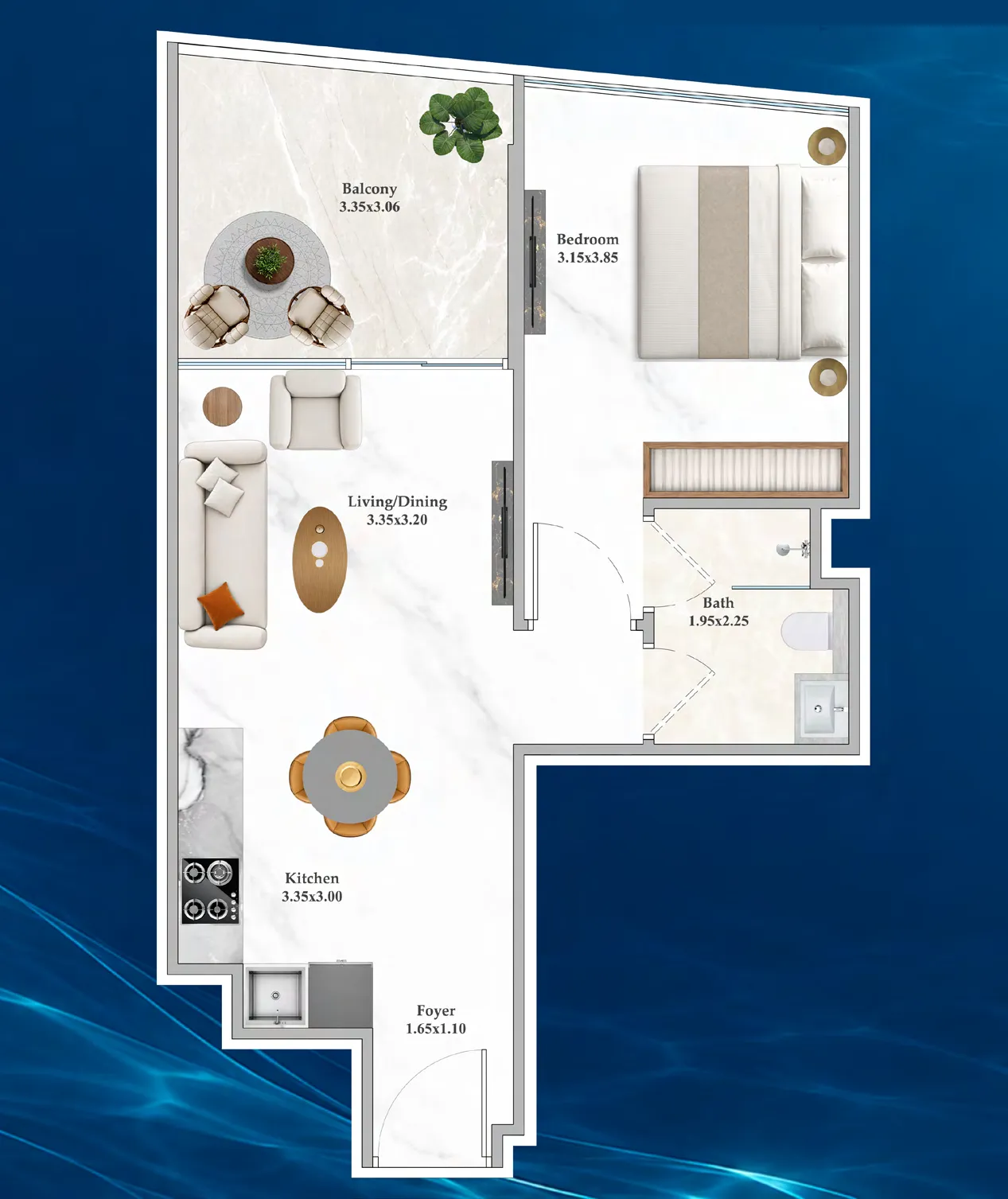 Shahrukhz Residences by Danube 1 bed floor plan, 535 sqft