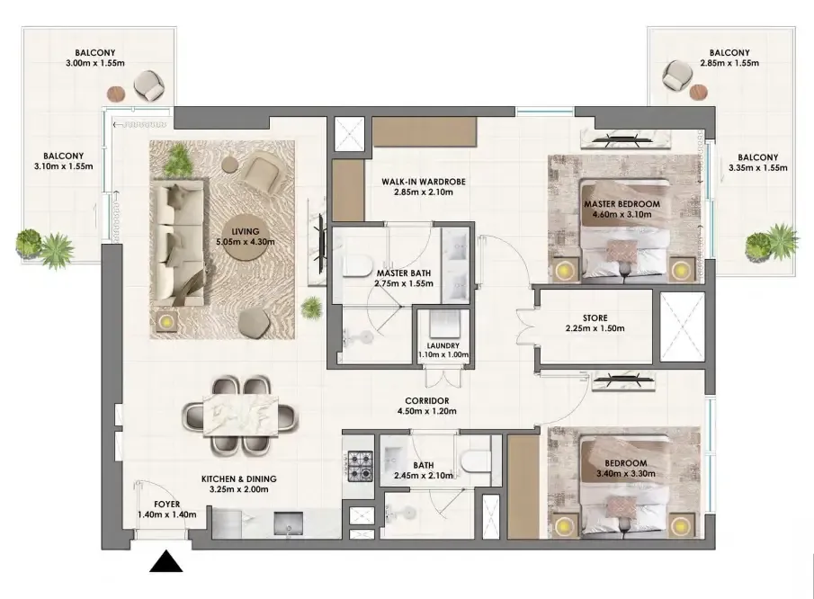 Parkwood Emaar 3 bed floor plan, 1,806 sqft