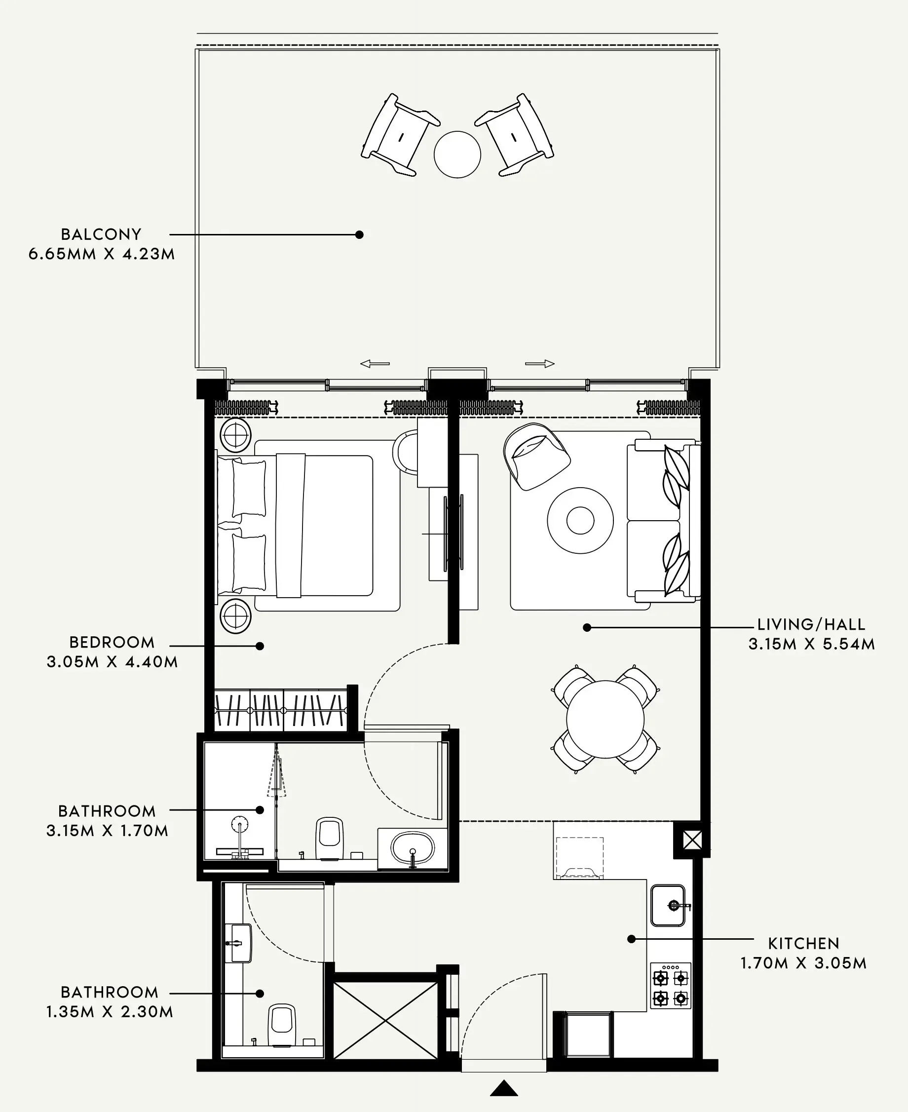 Azizi Venice 1 bed floor plan, 919 sqft