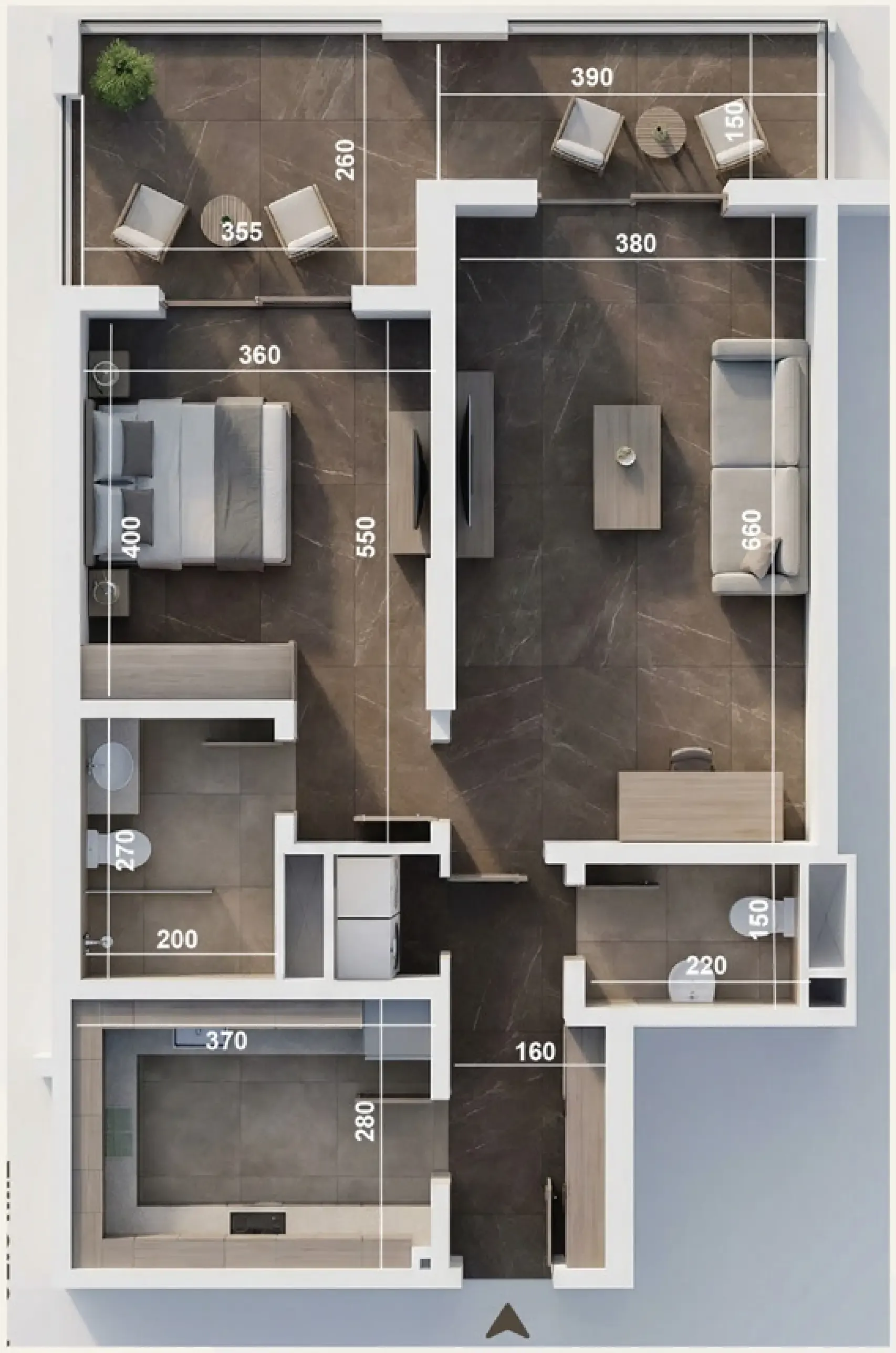 ICONA Residence 1 bed floor plan, 989 sqft