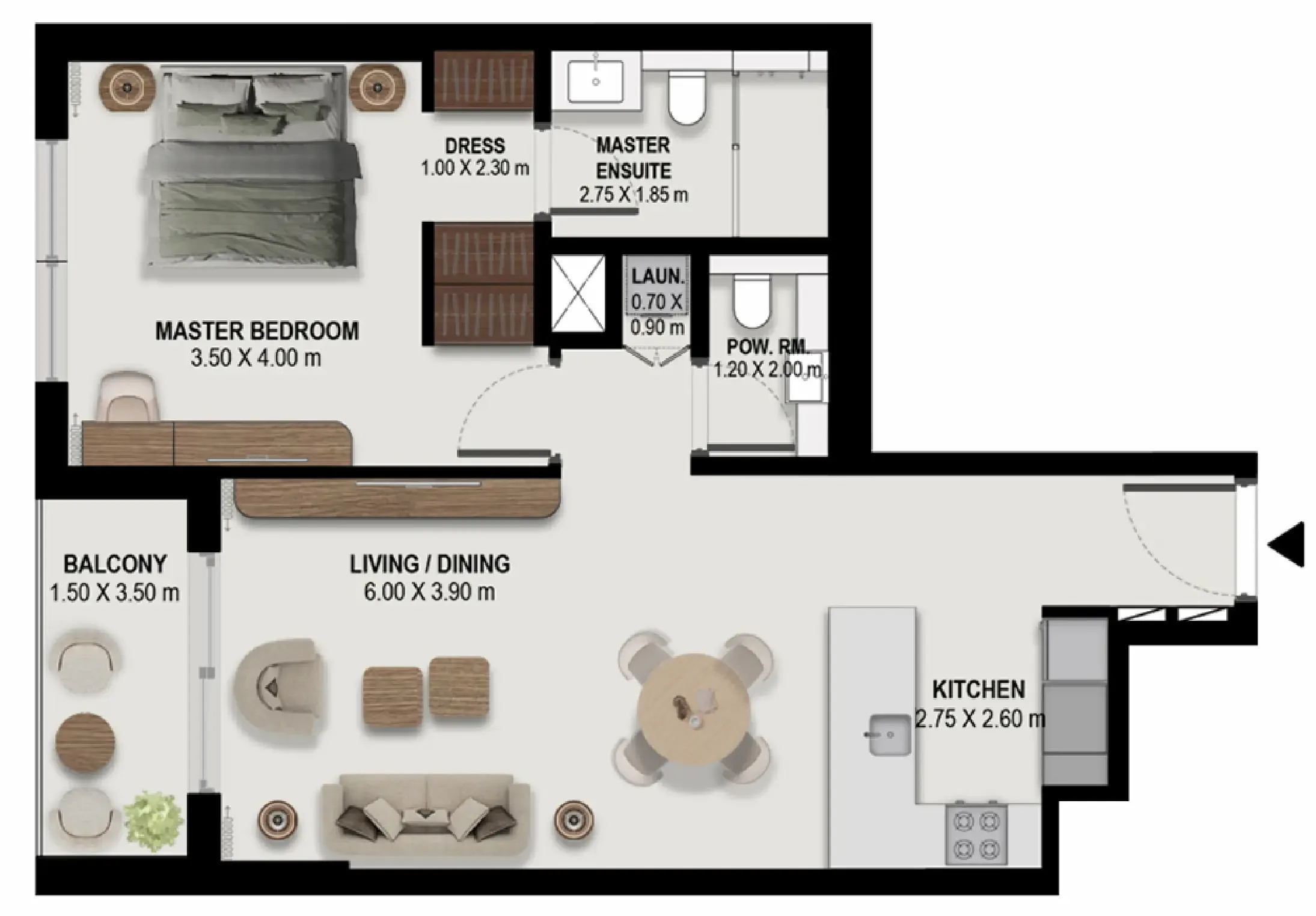 Boulevard Park at Wasl Gate 1 bed floor plan, 840 sqft